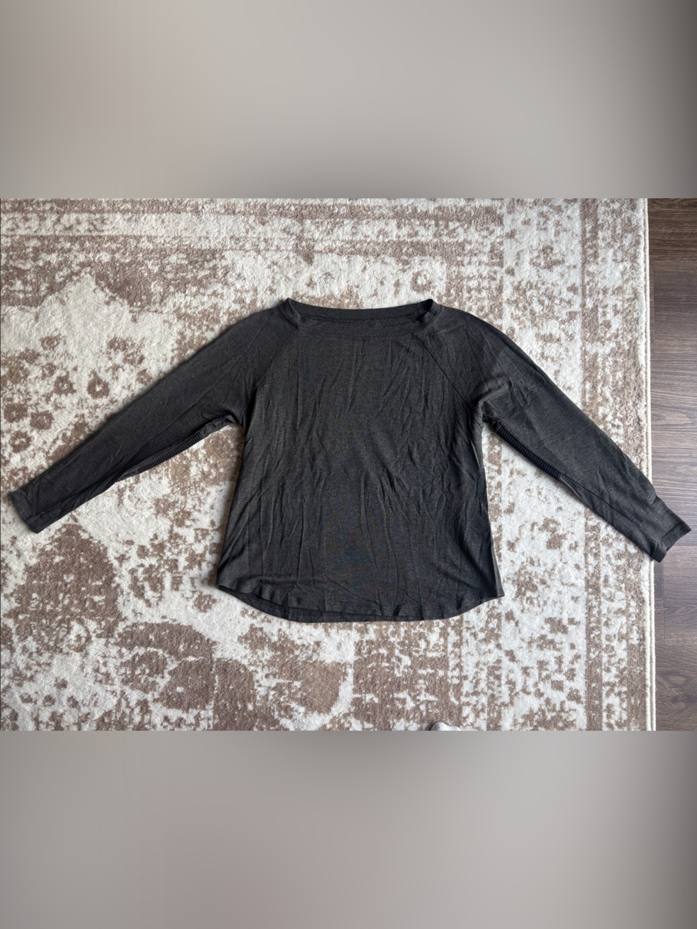 Beyond Yoga Washed Black Long Sleeve Scoop-Neck Top